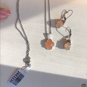 Peach Moonstone Pendant, Necklace, & Earrings!